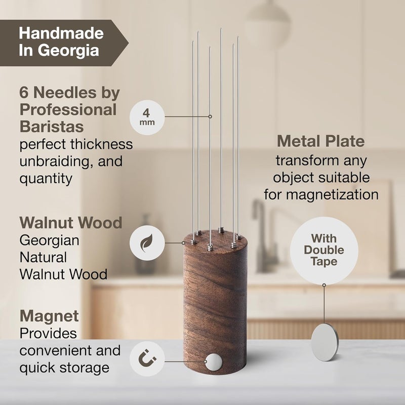 CREATMOR WDT Tool Espresso Stirrers - Coffee Distributor Barista Tools - Espresso Needle Distribution Tool for Coffee Accessories Kit - Walnut Wood Gifts for Coffee Lovers - Image 4